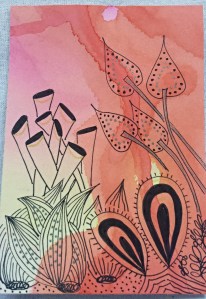 watercolor and zentangle