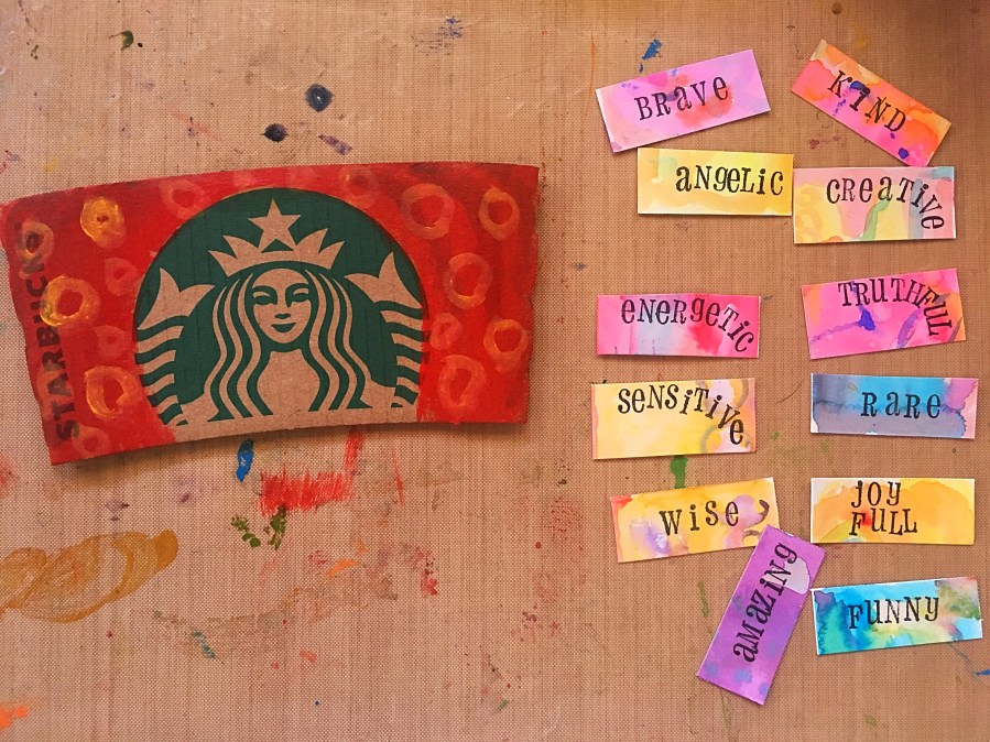 Coffee cup sleeve affirmation mobile