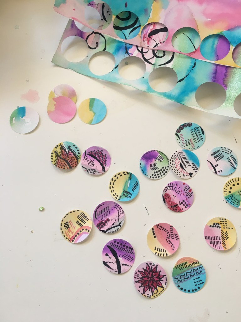 Resin and watercolor jewelry