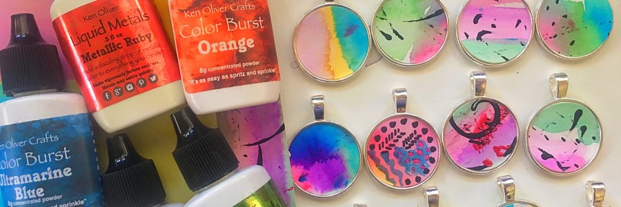 Resin and watercolor jewelry