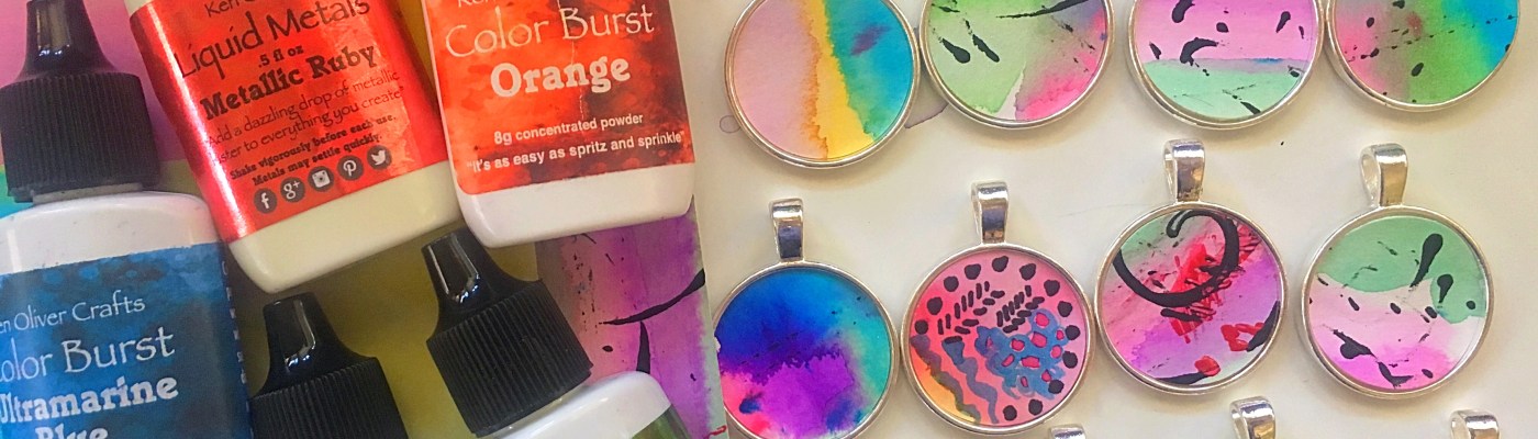 Resin and watercolor jewelry