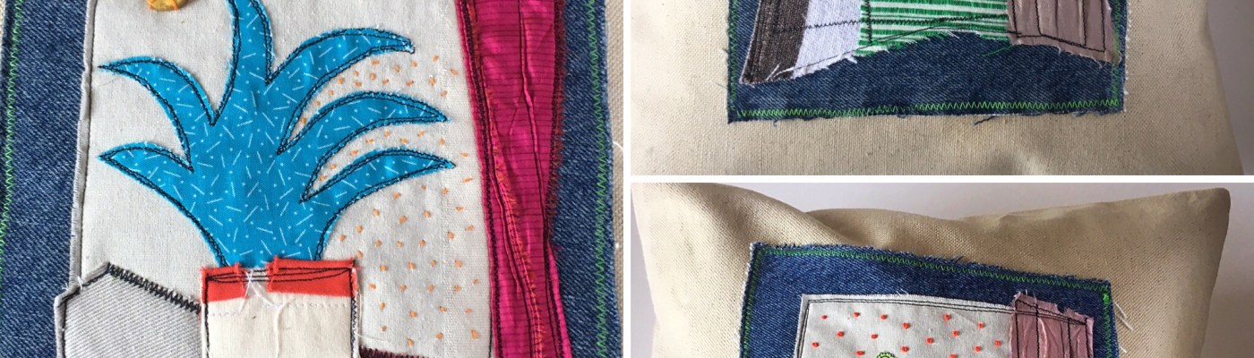 collaged desert plants pillow cases