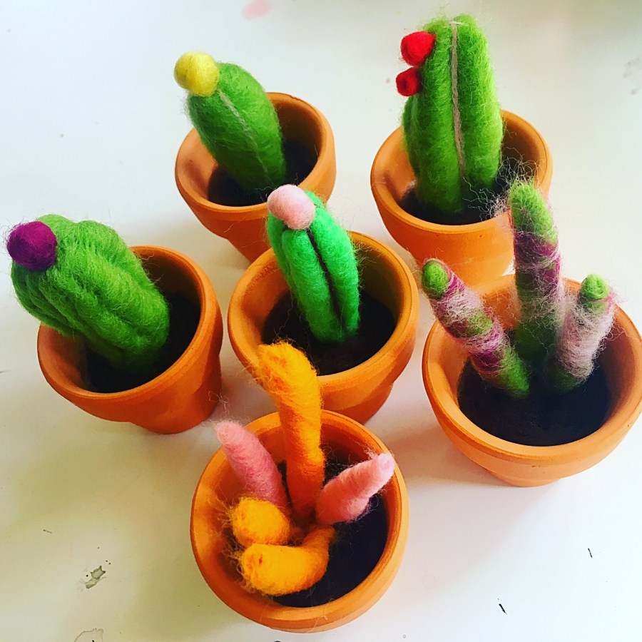 Needlefelted cacti