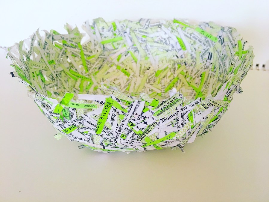 Shredded paper bowl