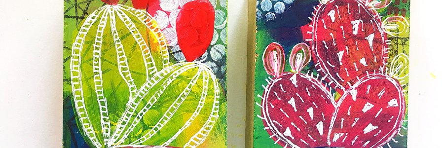 mini cactus painting