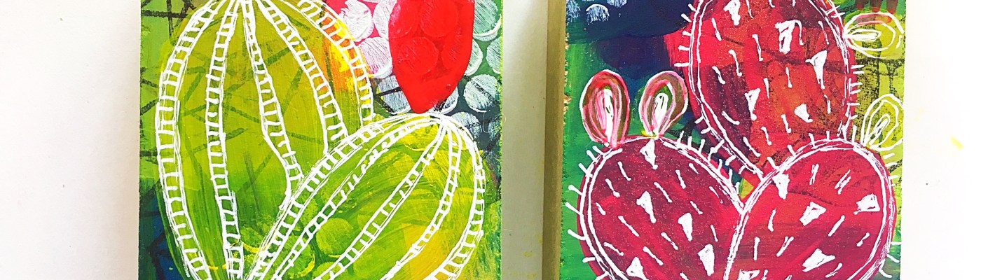 mini cactus painting