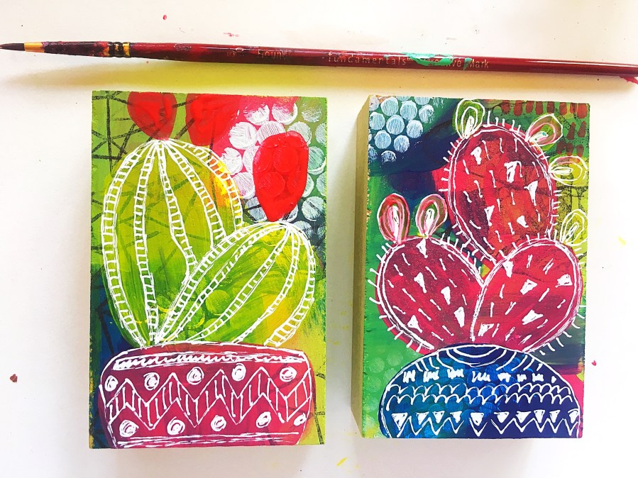 mini cactus painting