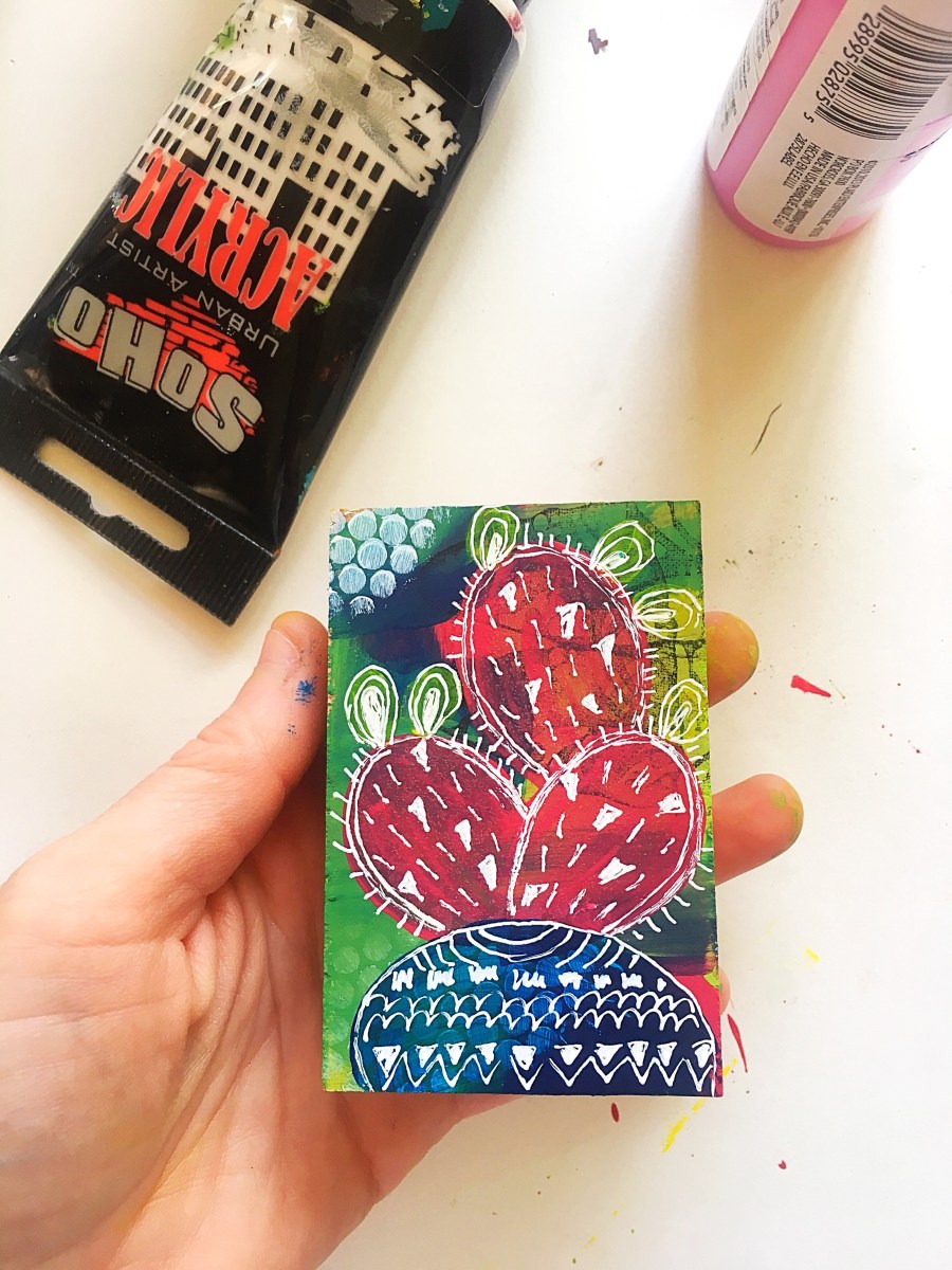 mini cactus painting